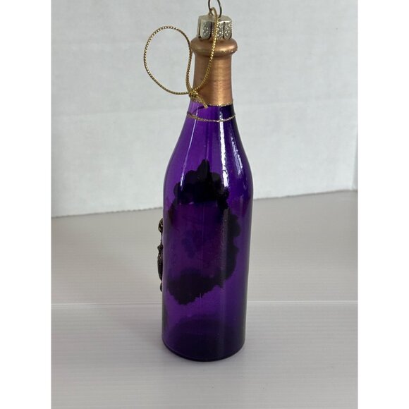 Purple & Gold Wine Bottle Ornament With Grape Design - Picture 2 of 2